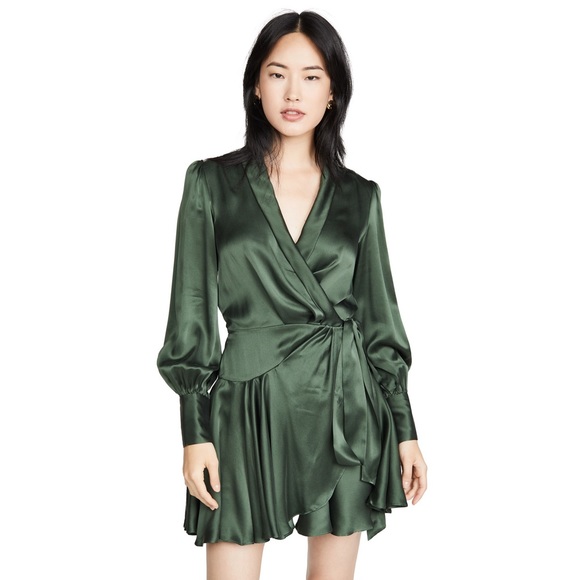 Zimmermann Dresses & Skirts - Zimmermann espionage hunter green silk wrap mini